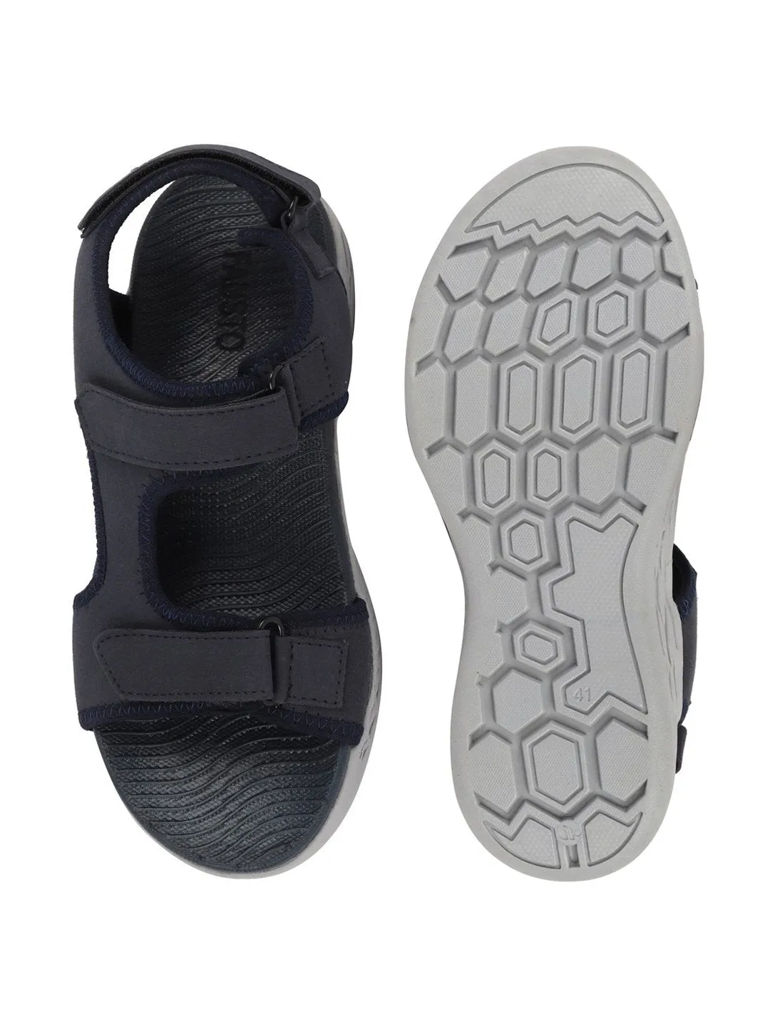 Men Navy Blue Outdoor Sports Adjustable Phylon Sole Flexi Sandals & Floaters