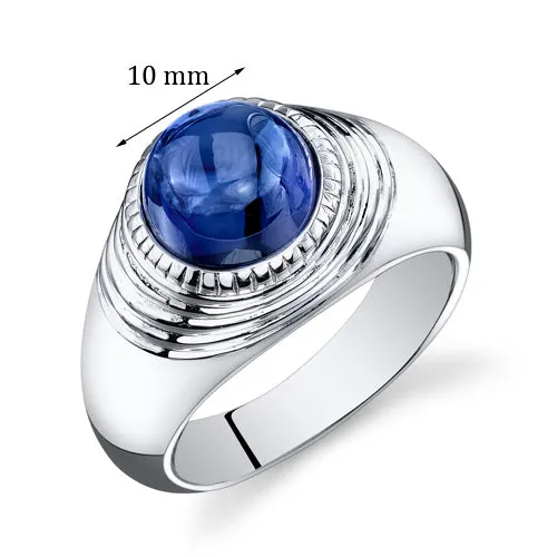 Mens 6.5 cts Sapphire Sterling Silver Ring Size 8