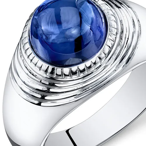 Mens 6.5 cts Sapphire Sterling Silver Ring Size 8