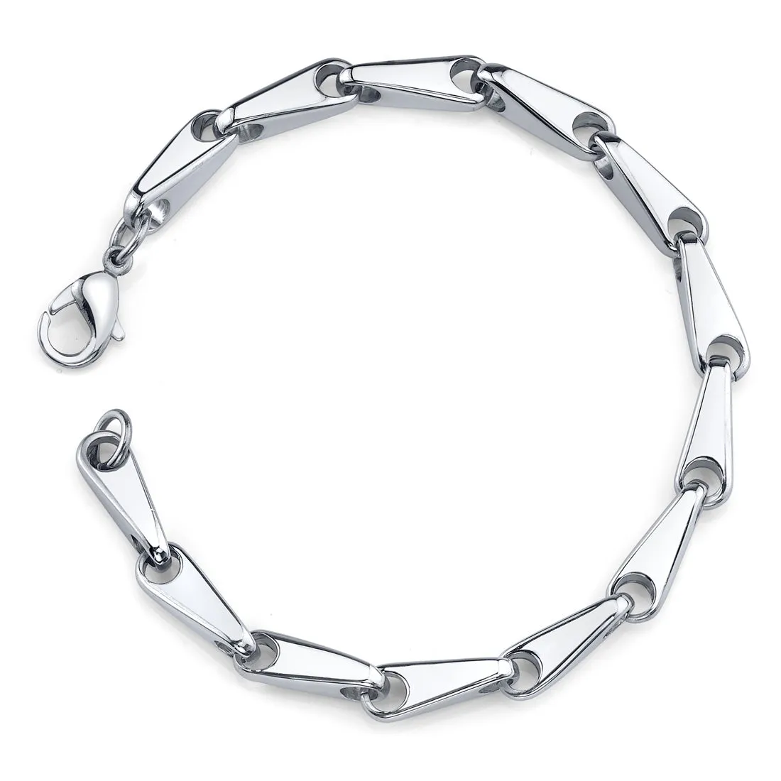 Men's High Polished Tapered Links Stainless Steel Bracelet