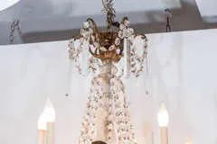 Midcentury Two-Tier Gilt Bronze and Crystal Twelve-Light Chandelier