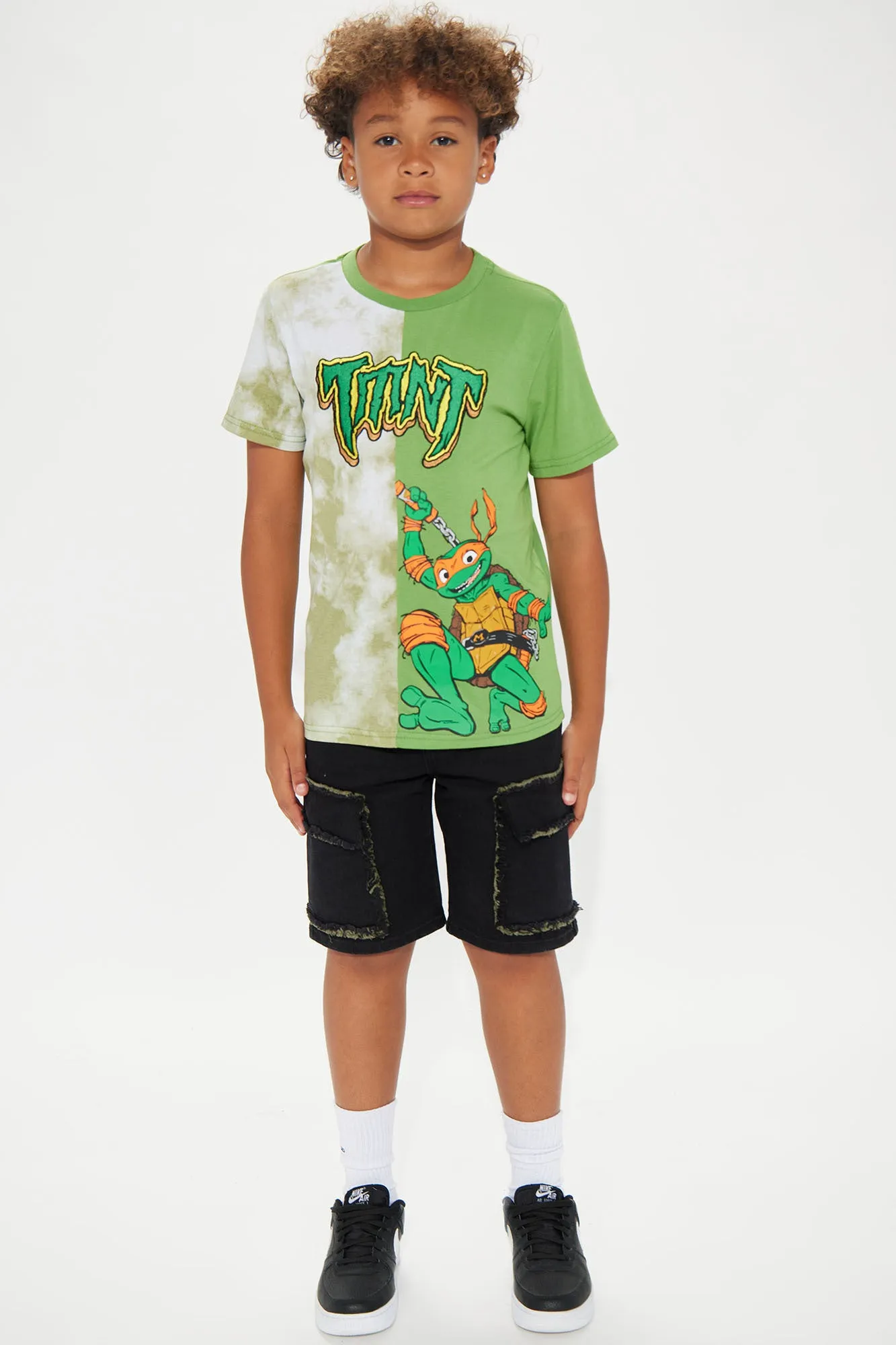 Mini TMNT Split Dye Embroidered Tee - Green