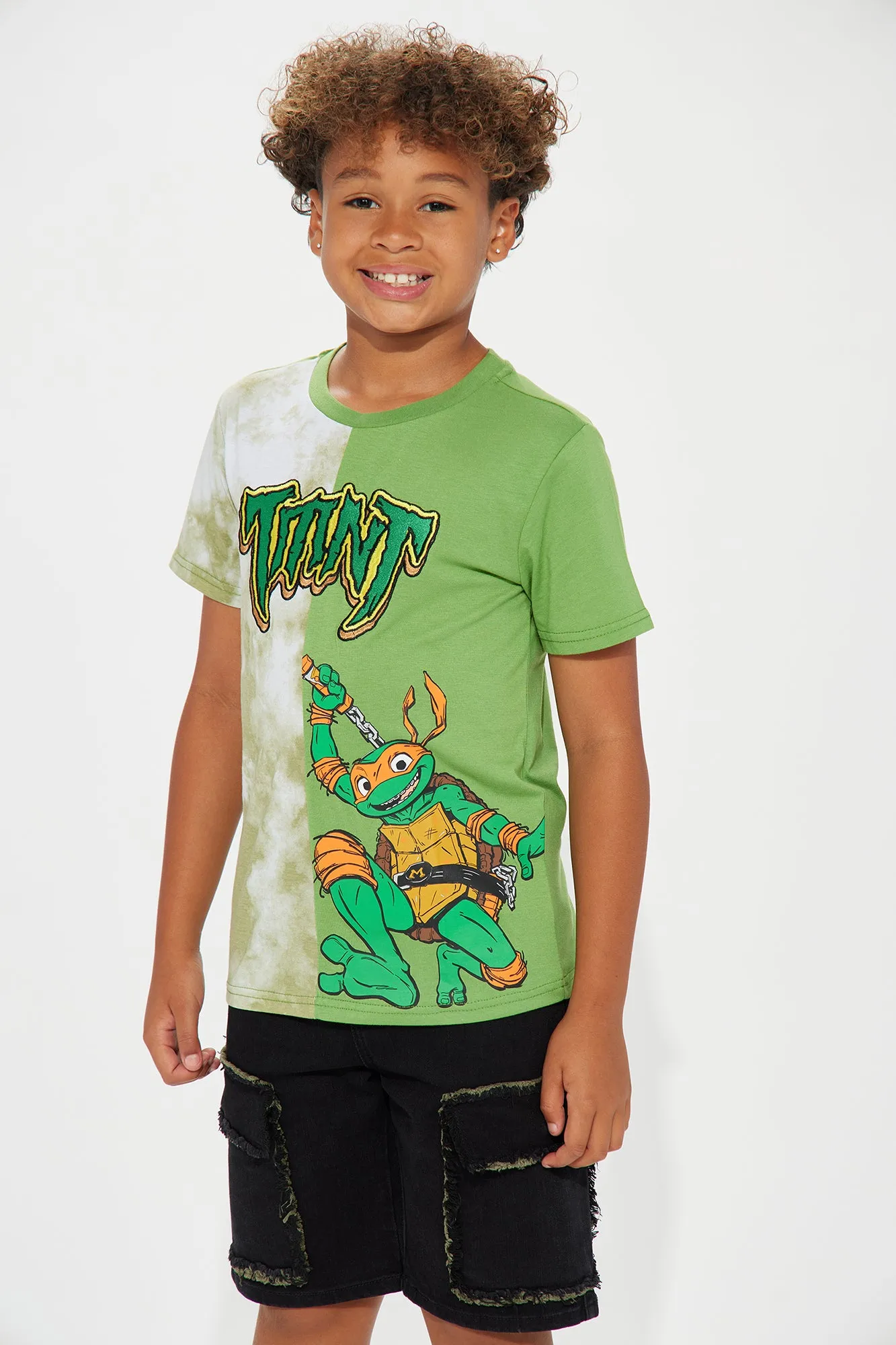 Mini TMNT Split Dye Embroidered Tee - Green