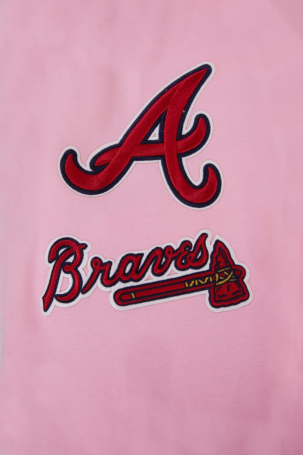 MLB ATLANTA BRAVES CLASSIC CHENILLE MEN'S FZ PO HOODIE (PINK)