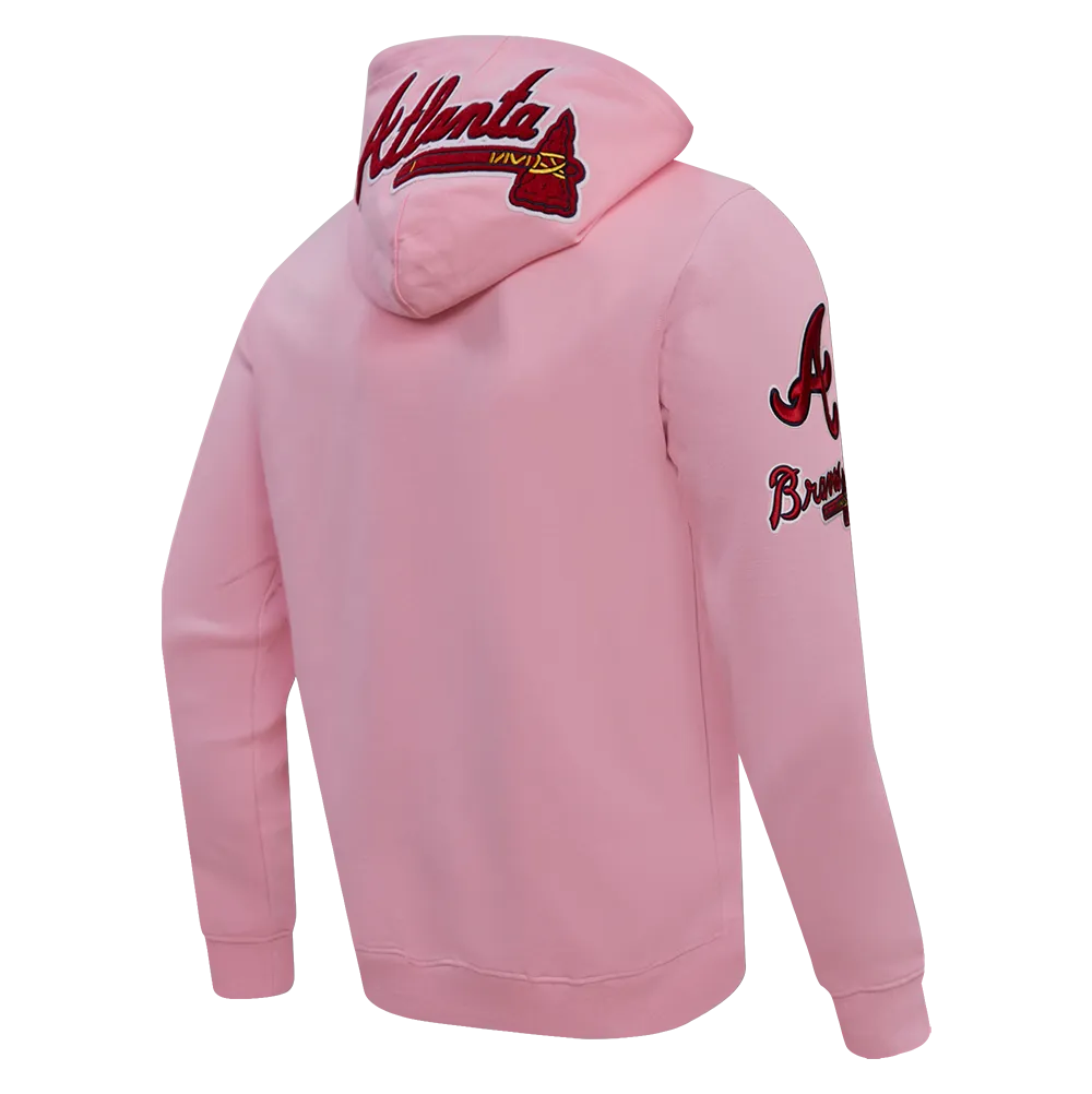 MLB ATLANTA BRAVES CLASSIC CHENILLE MEN'S FZ PO HOODIE (PINK)