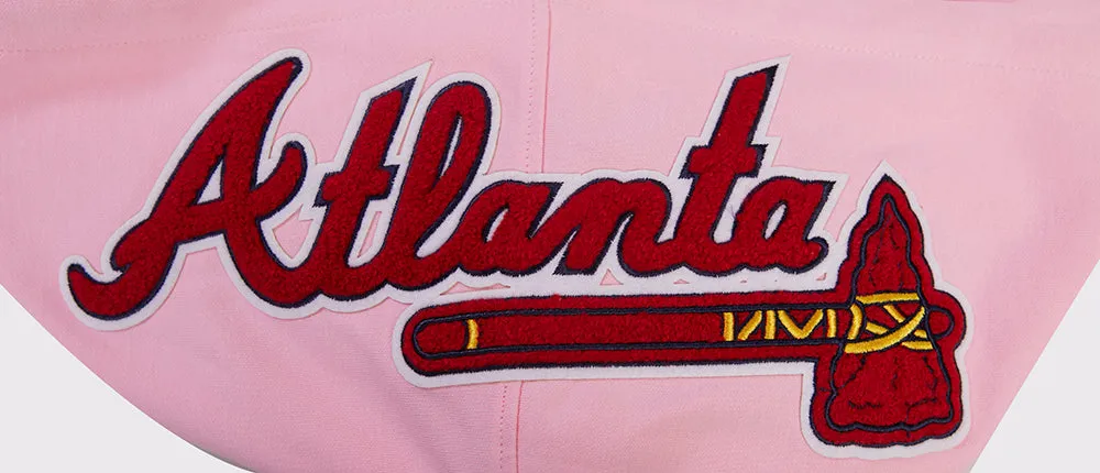 MLB ATLANTA BRAVES CLASSIC CHENILLE MEN'S FZ PO HOODIE (PINK)