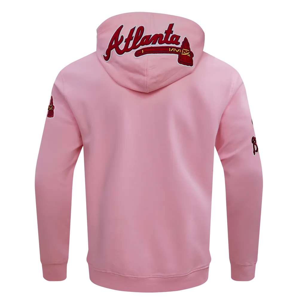 MLB ATLANTA BRAVES CLASSIC CHENILLE MEN'S FZ PO HOODIE (PINK)