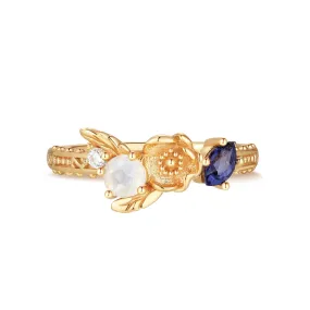 Moonstone & Iolite Gold Ring - Poppy