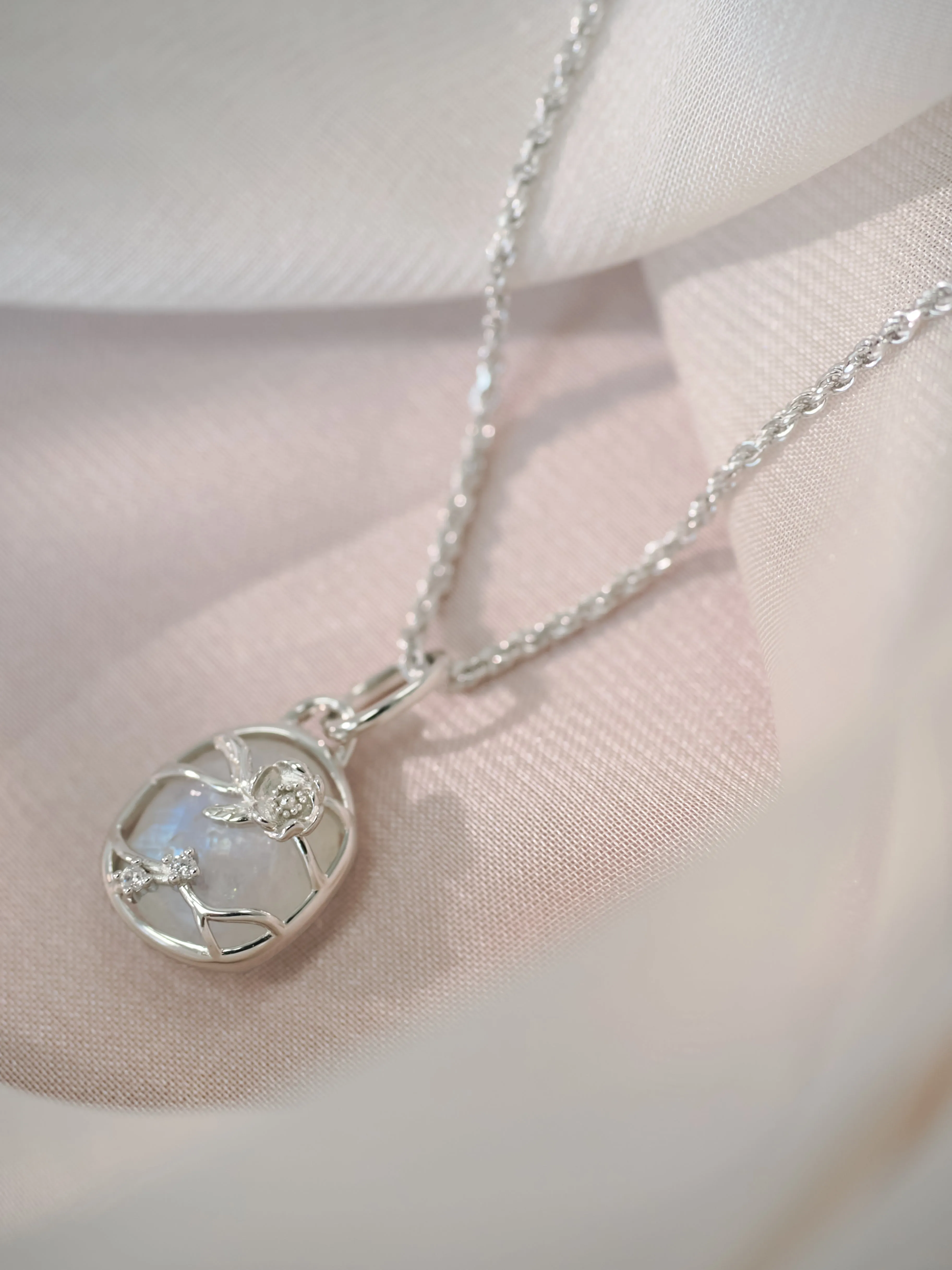 Moonstone Silver Pendant - Poppy