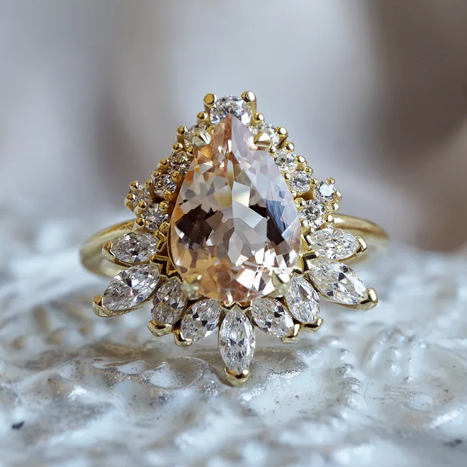 Morganite Opulence Diamond Ring in 14K and 18K Gold