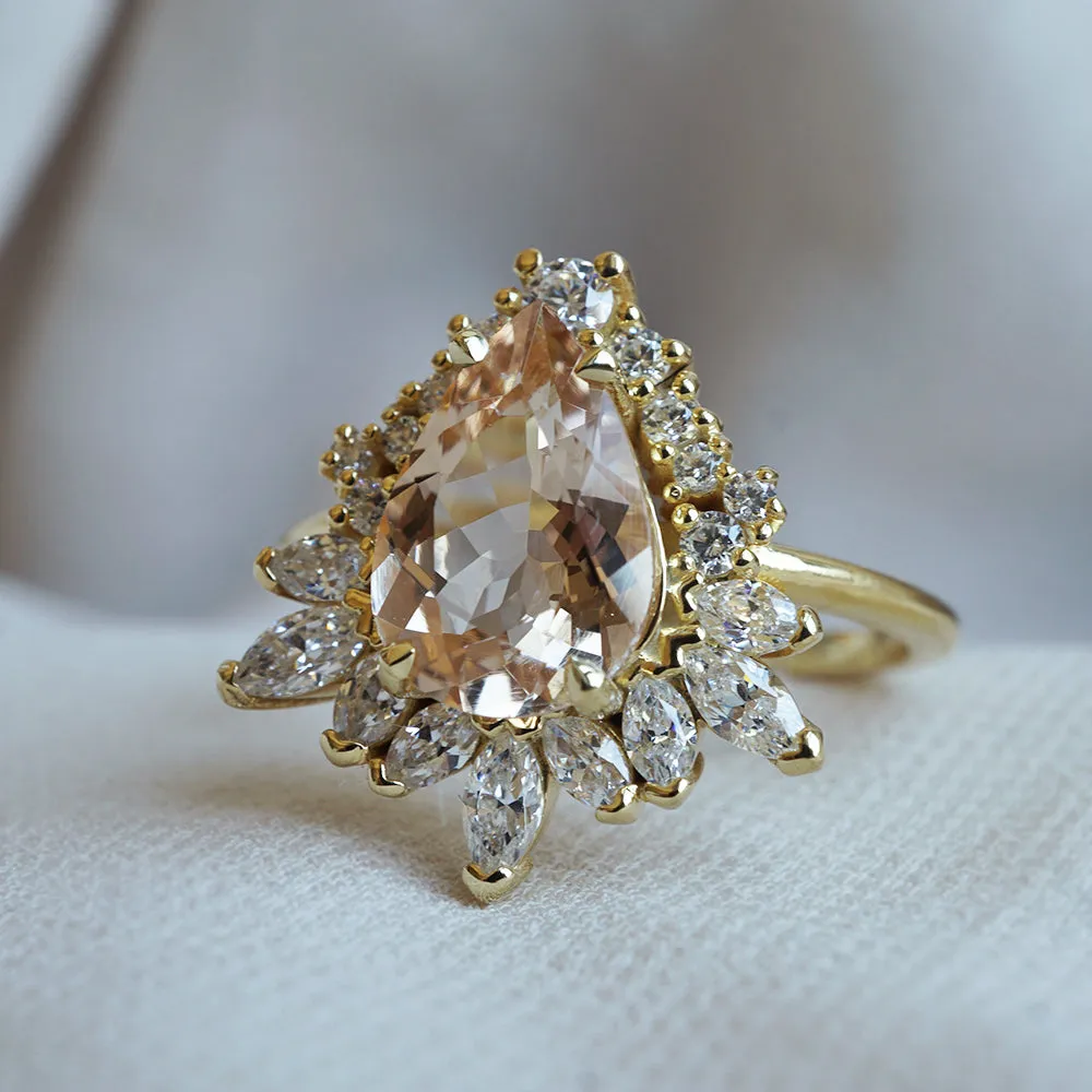 Morganite Opulence Diamond Ring in 14K and 18K Gold