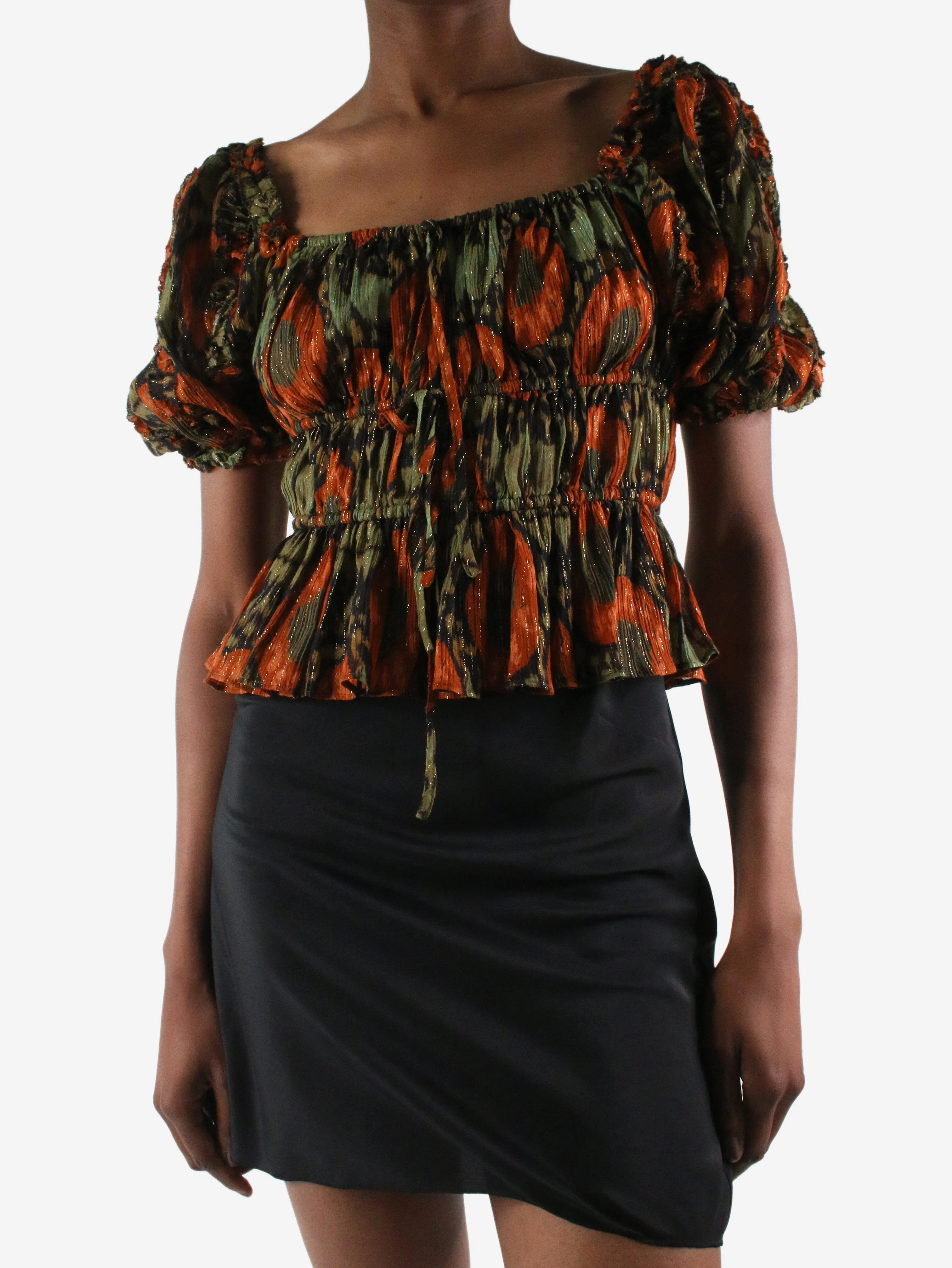 Multicolour printed puff-sleeve top - size US 2