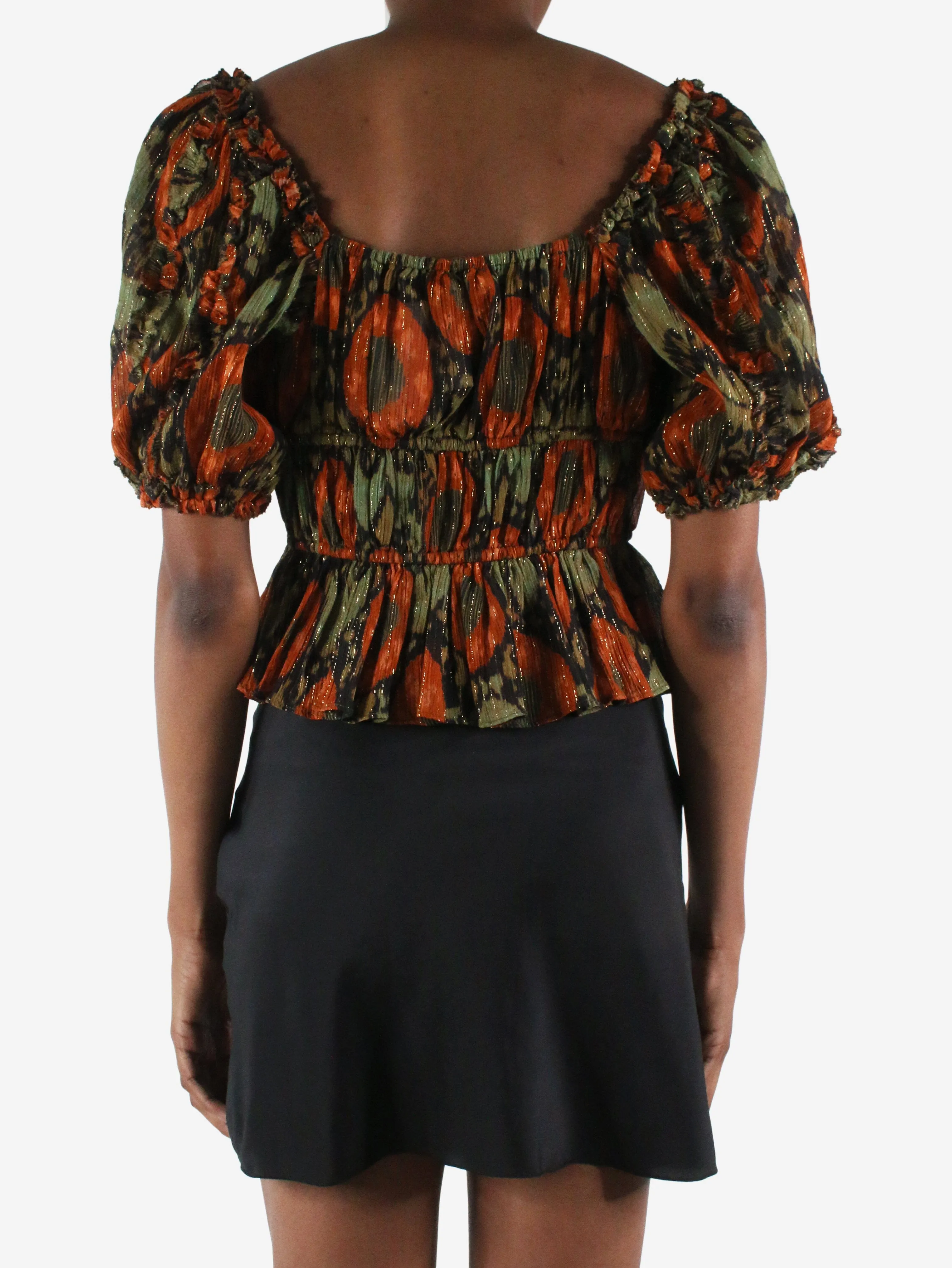 Multicolour printed puff-sleeve top - size US 2