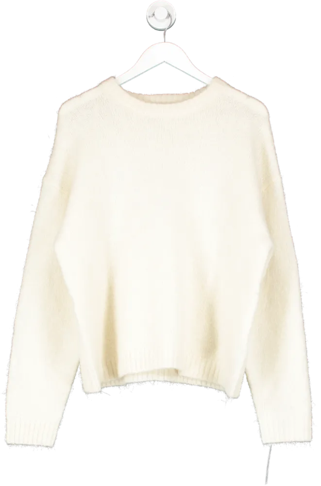 NA-KD Cream Wool Blend Oversized Sweater UK S