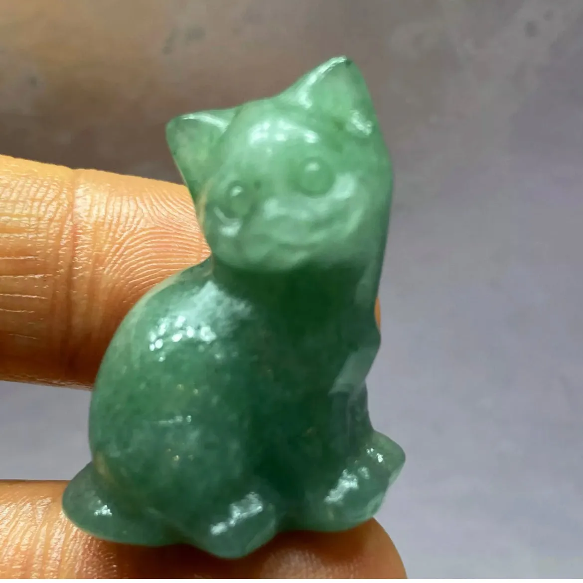 Natural Green Aventurine gemstone Crystal Cat