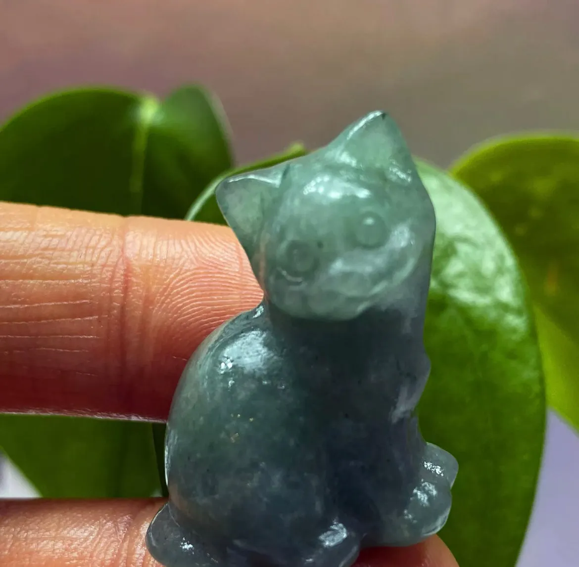 Natural Green Aventurine gemstone Crystal Cat