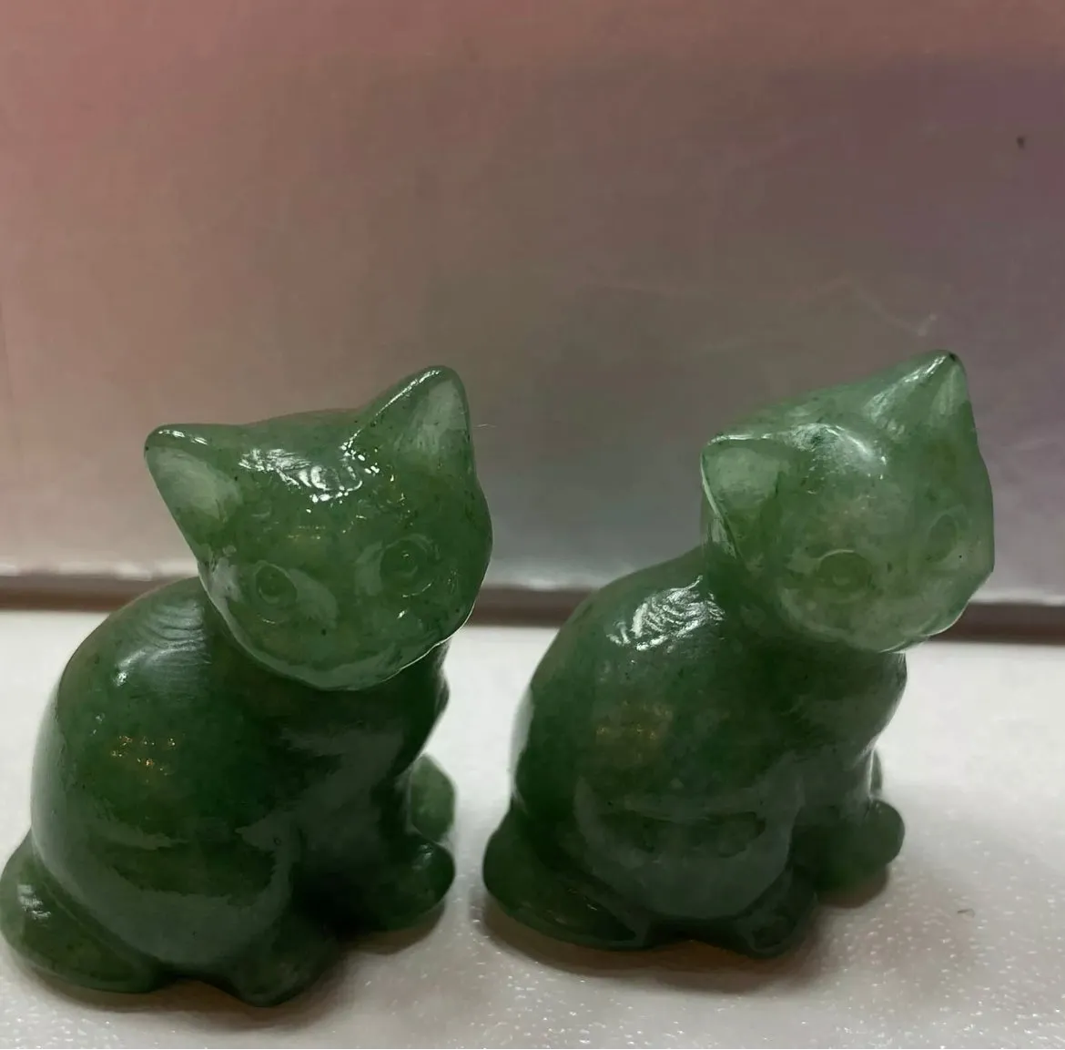 Natural Green Aventurine gemstone Crystal Cat