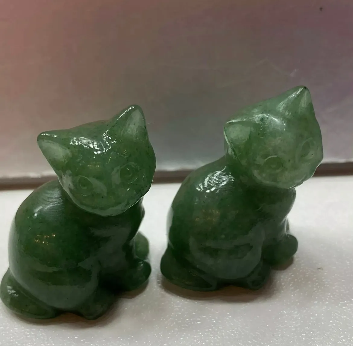 Natural Green Aventurine gemstone Crystal Cat