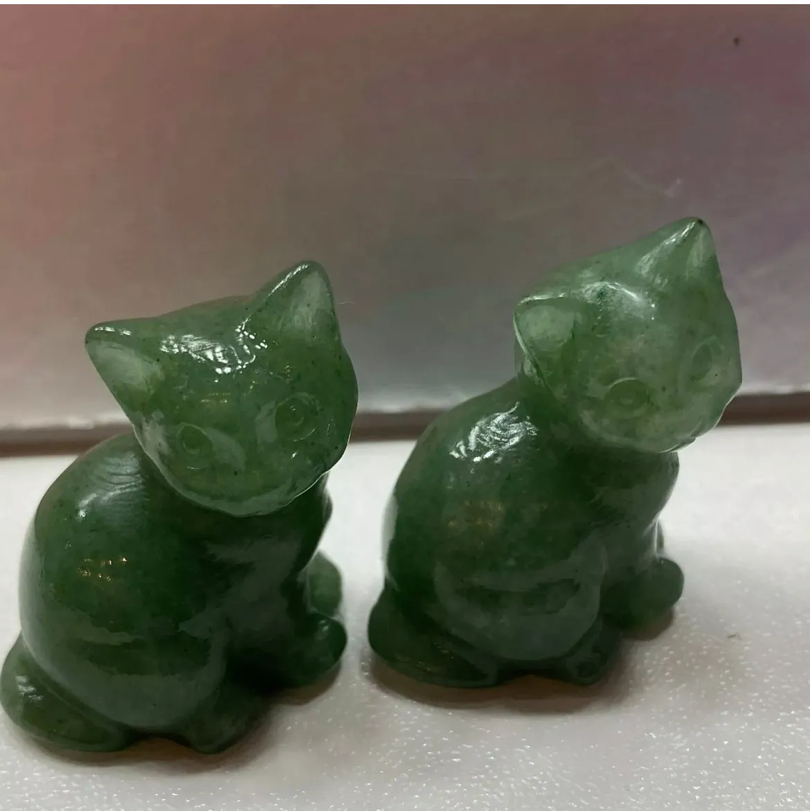 Natural Green Aventurine gemstone Crystal Cat