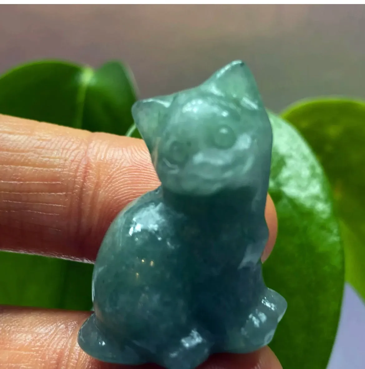 Natural Green Aventurine gemstone Crystal Cat