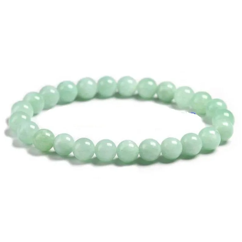 Natural Myanmar Burma Green Jade Round Bead Bracelet