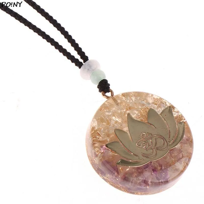 Natural Orgonite Lotus Crystal Necklace