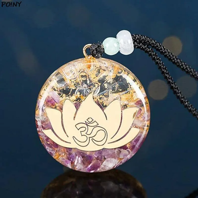 Natural Orgonite Lotus Crystal Necklace