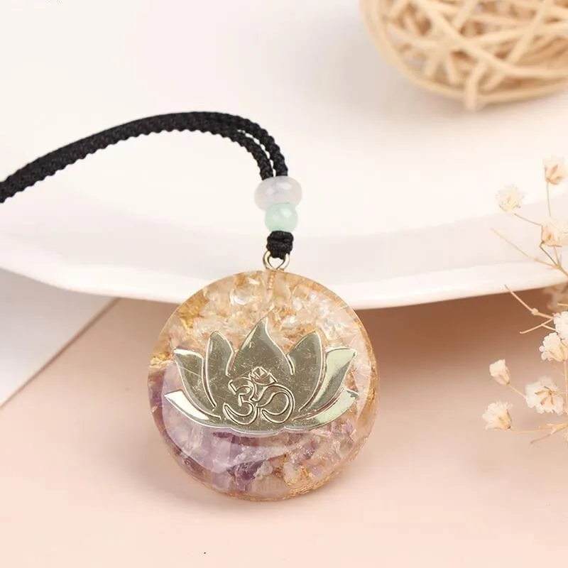 Natural Orgonite Lotus Crystal Necklace