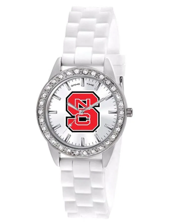 NC State University Womens Frost Watch - Crystal Bezel - Silicone Strap