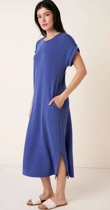 Neela Ribbed Midi Dress in Royal Blue