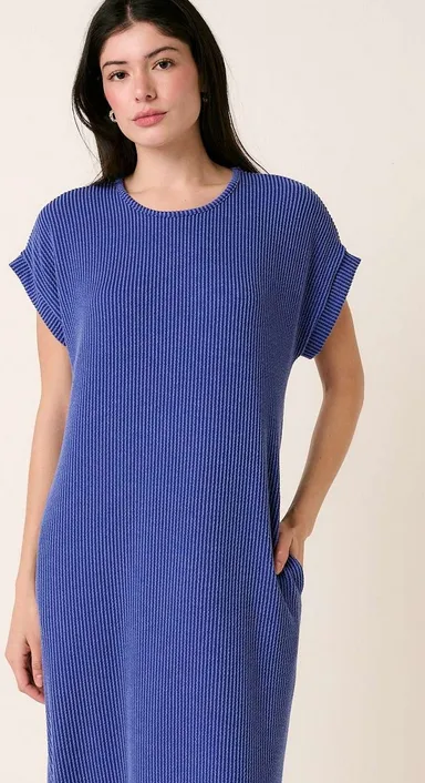 Neela Ribbed Midi Dress in Royal Blue