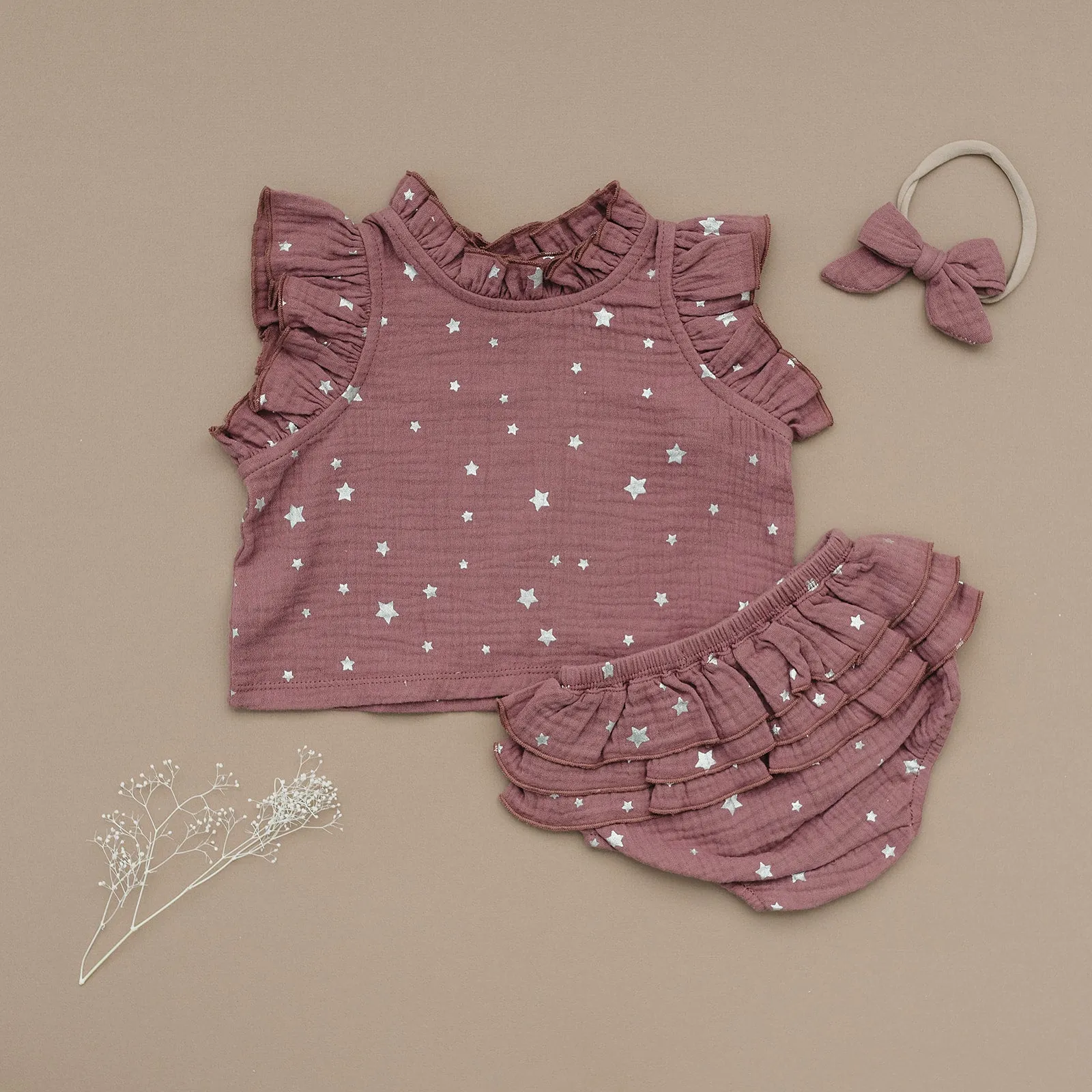 oh baby! Lola Top and Tushie Set - Silver Mini Stars - Thistle