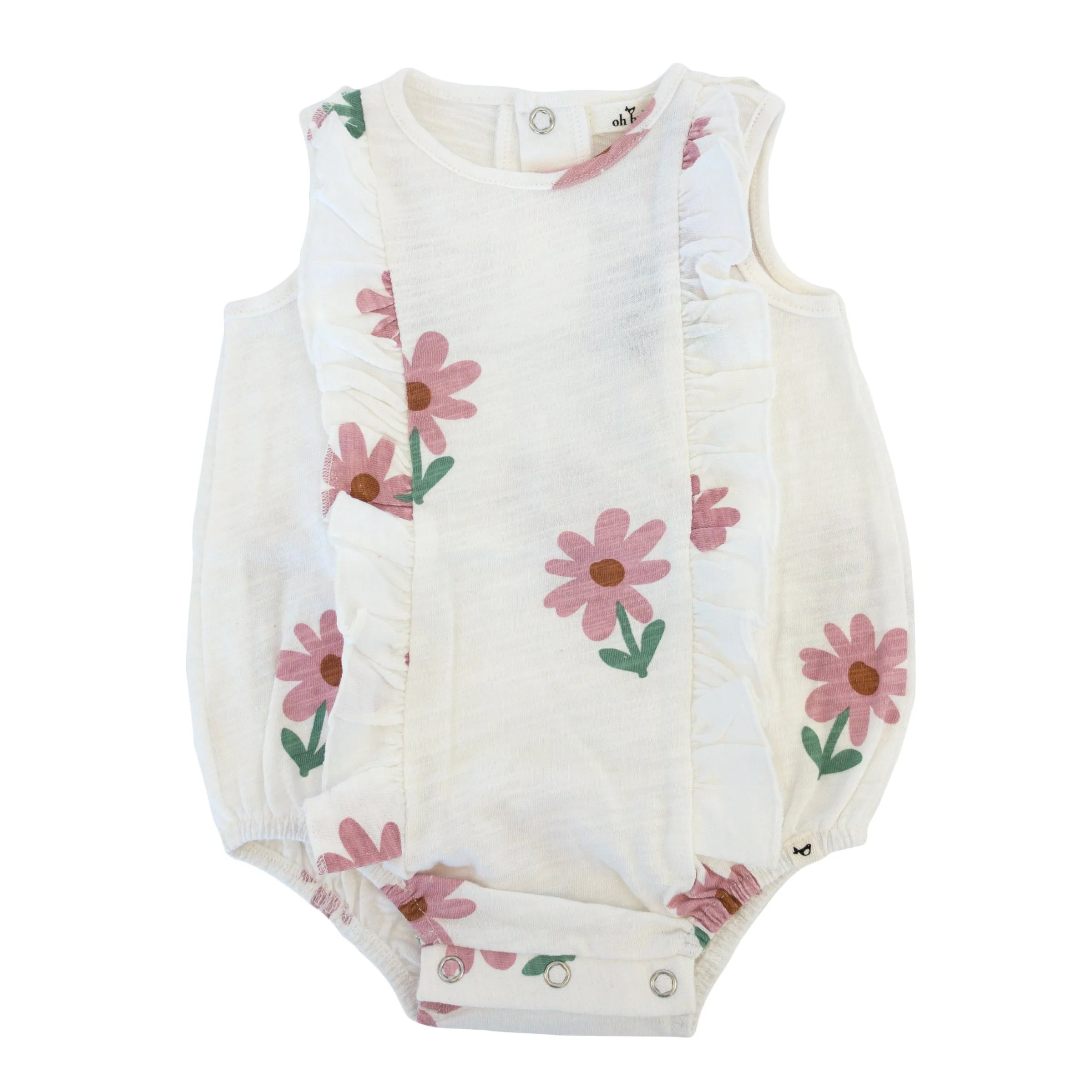 oh baby! Millie Ruffle Bubble - Picking Daisies Print - Oyster