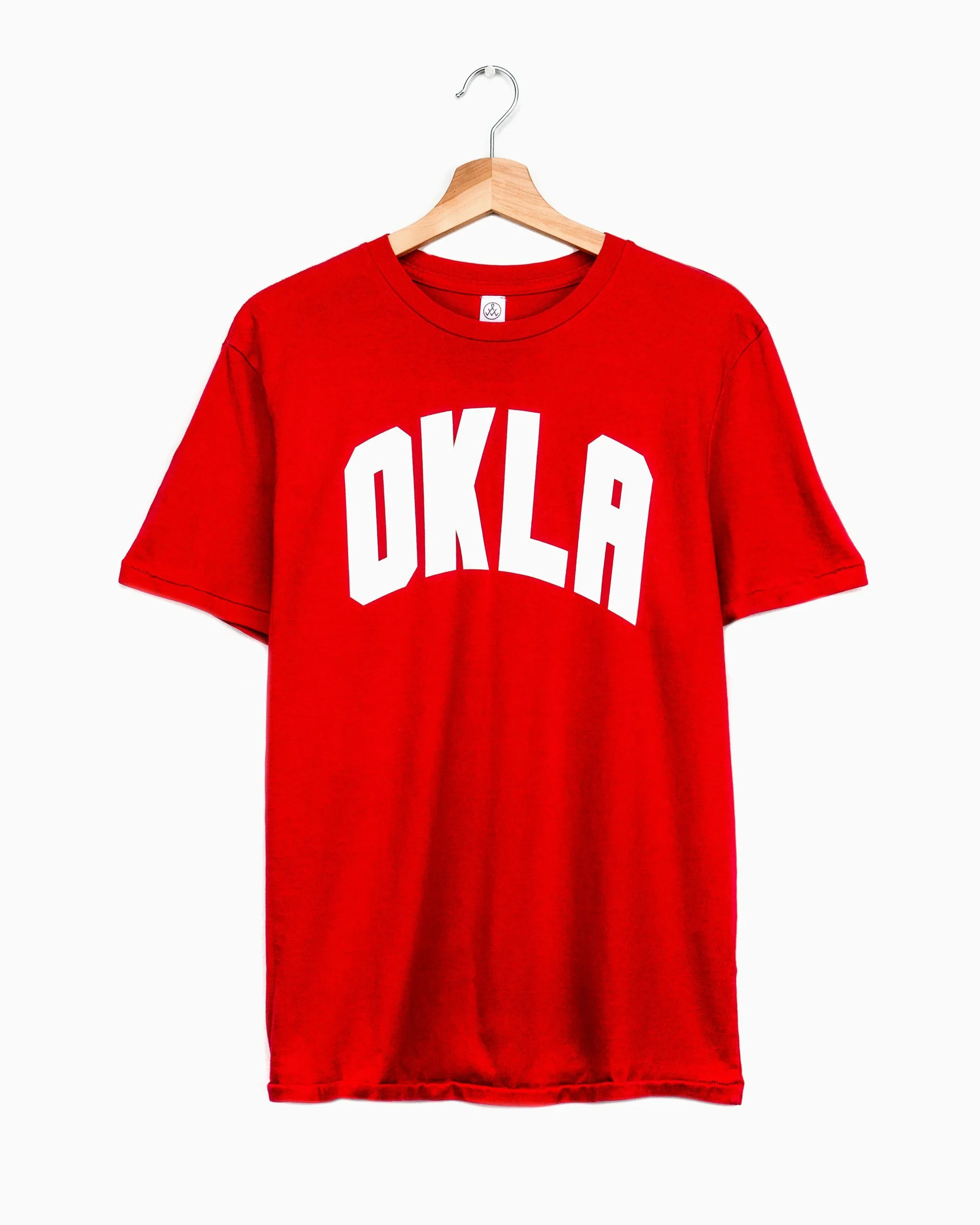 OKLA Red Tri-Blend Tee with White Letters