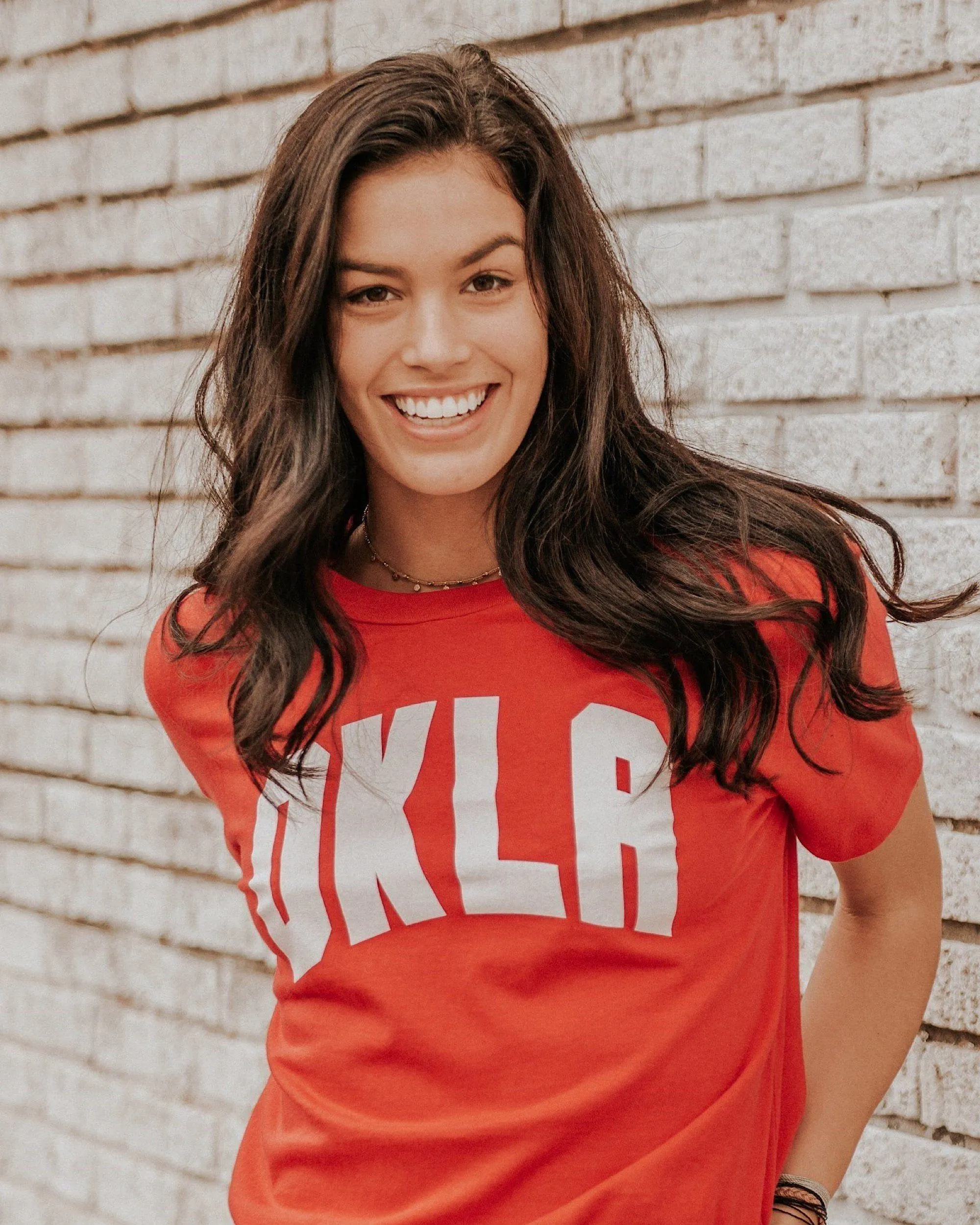 OKLA Red Tri-Blend Tee with White Letters