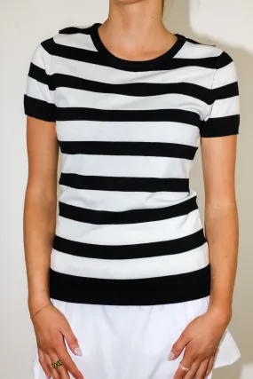 Olivia Short Sleeve Striped Crew Neck Sweater