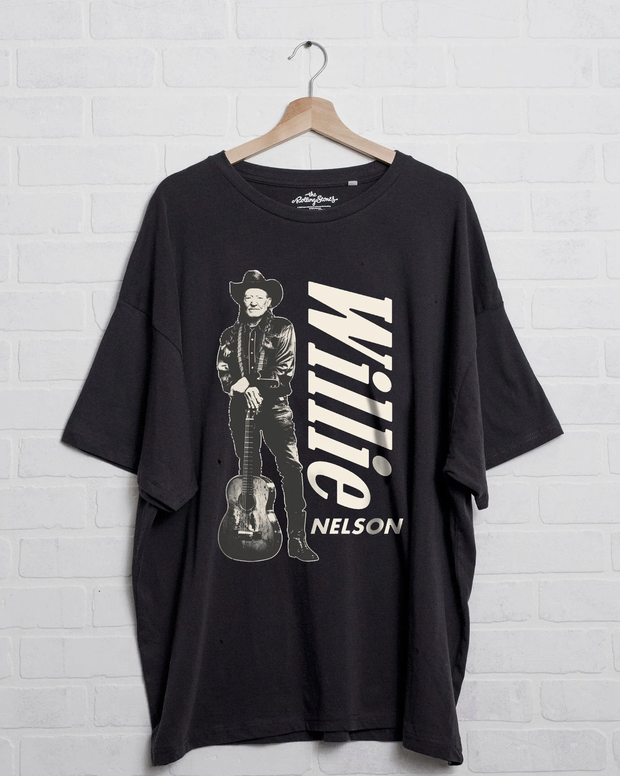 One Size Willie Nelson Stand Charcoal Oversized Tee