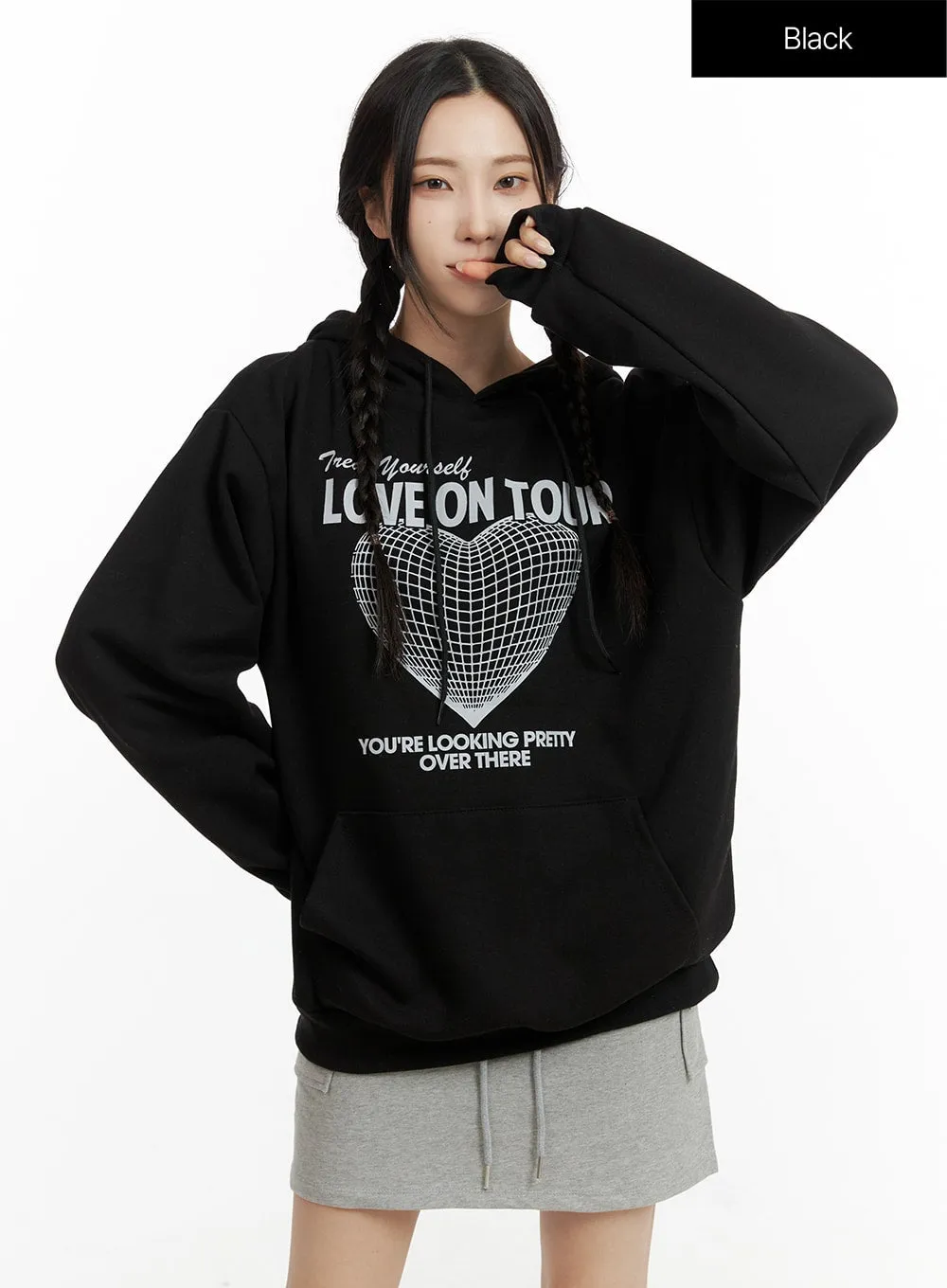 Oversized Graphic Hooded Sweatshirt CF415