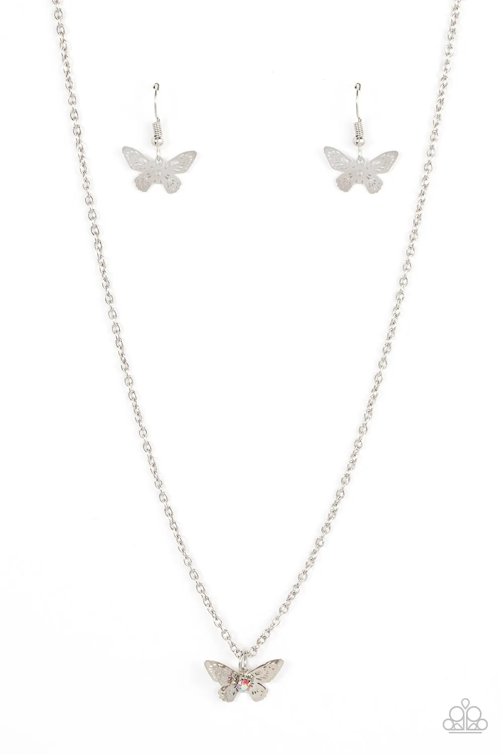 Paparazzi Flutter Love - Pink Butterfly Necklace