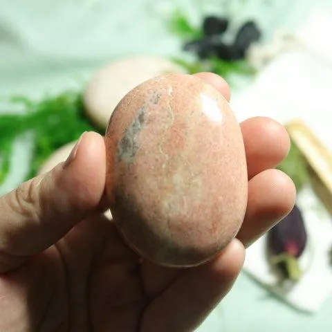 Peach Moonstone Pillow Palm Stone ~ Soothing and Healing Energy