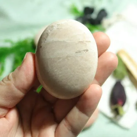 Peach Moonstone Pillow Palm Stone ~ Soothing and Healing Energy