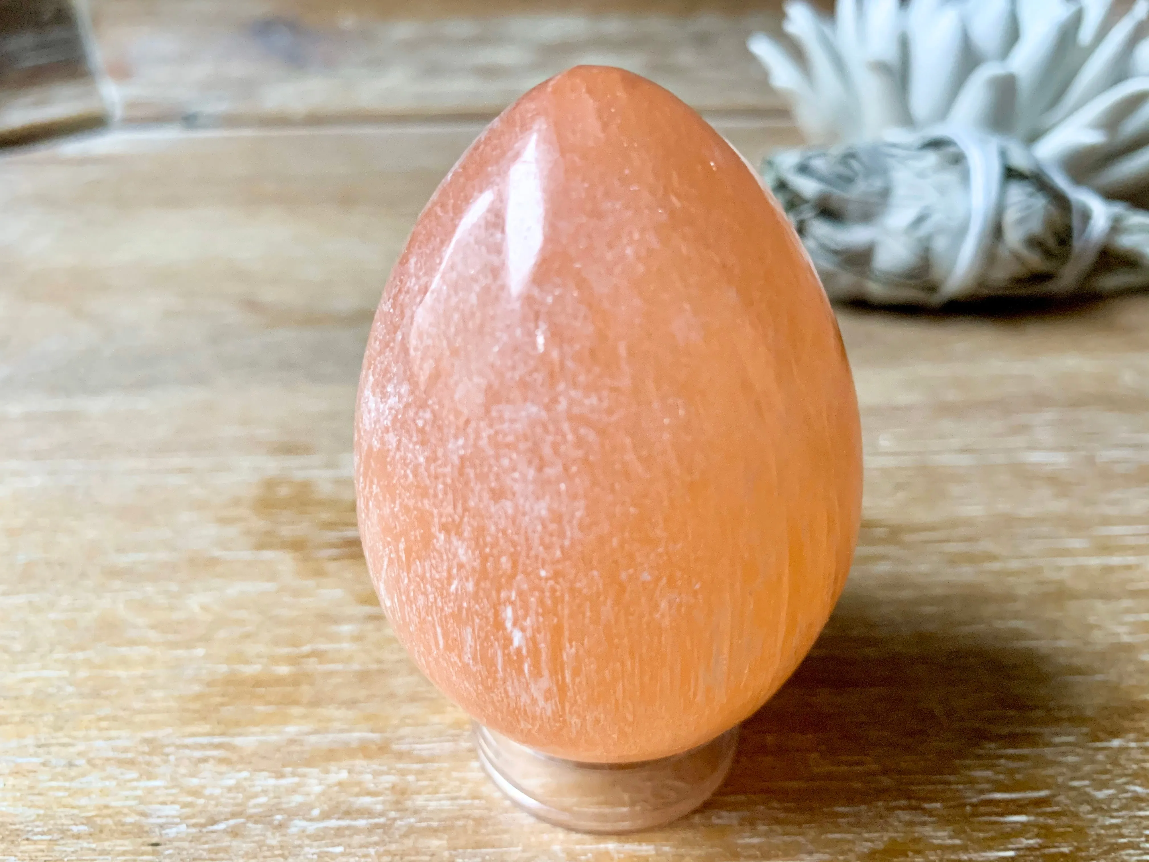 Peach Selenite Egg