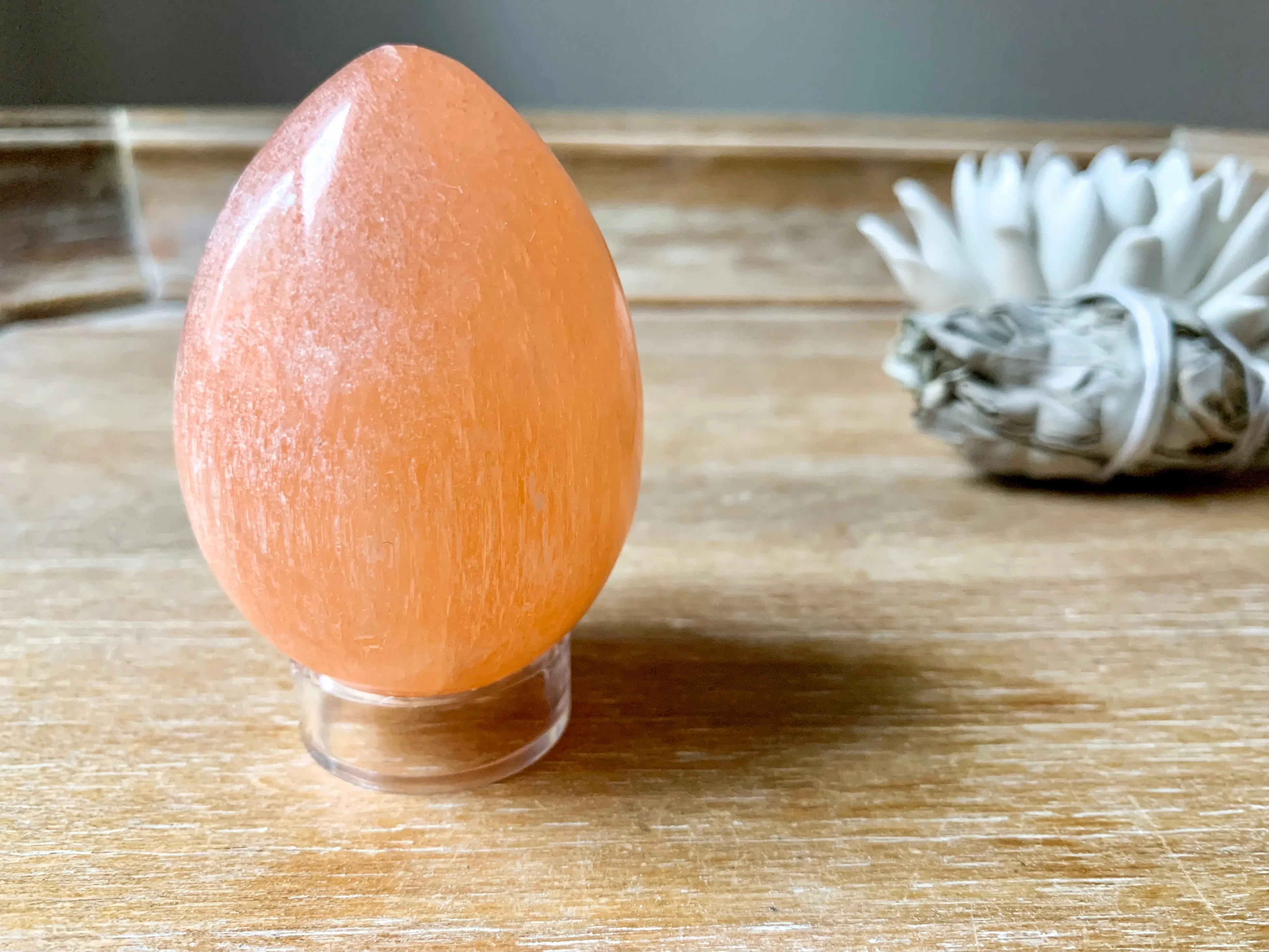 Peach Selenite Egg