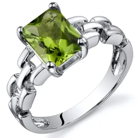 Peridot Ring Sterling Silver 1.50 Carats Size 6