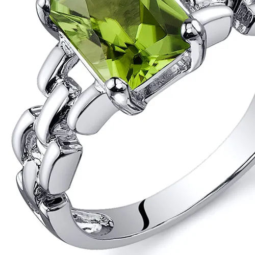 Peridot Ring Sterling Silver 1.50 Carats Size 6