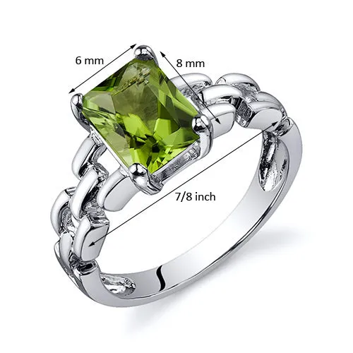 Peridot Ring Sterling Silver 1.50 Carats Size 6