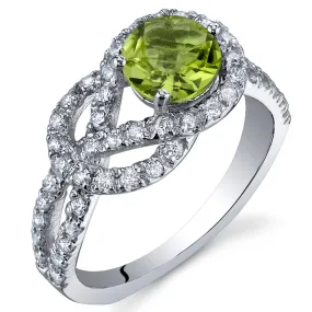 Peridot Round Cut Sterling Silver Ring Size 6