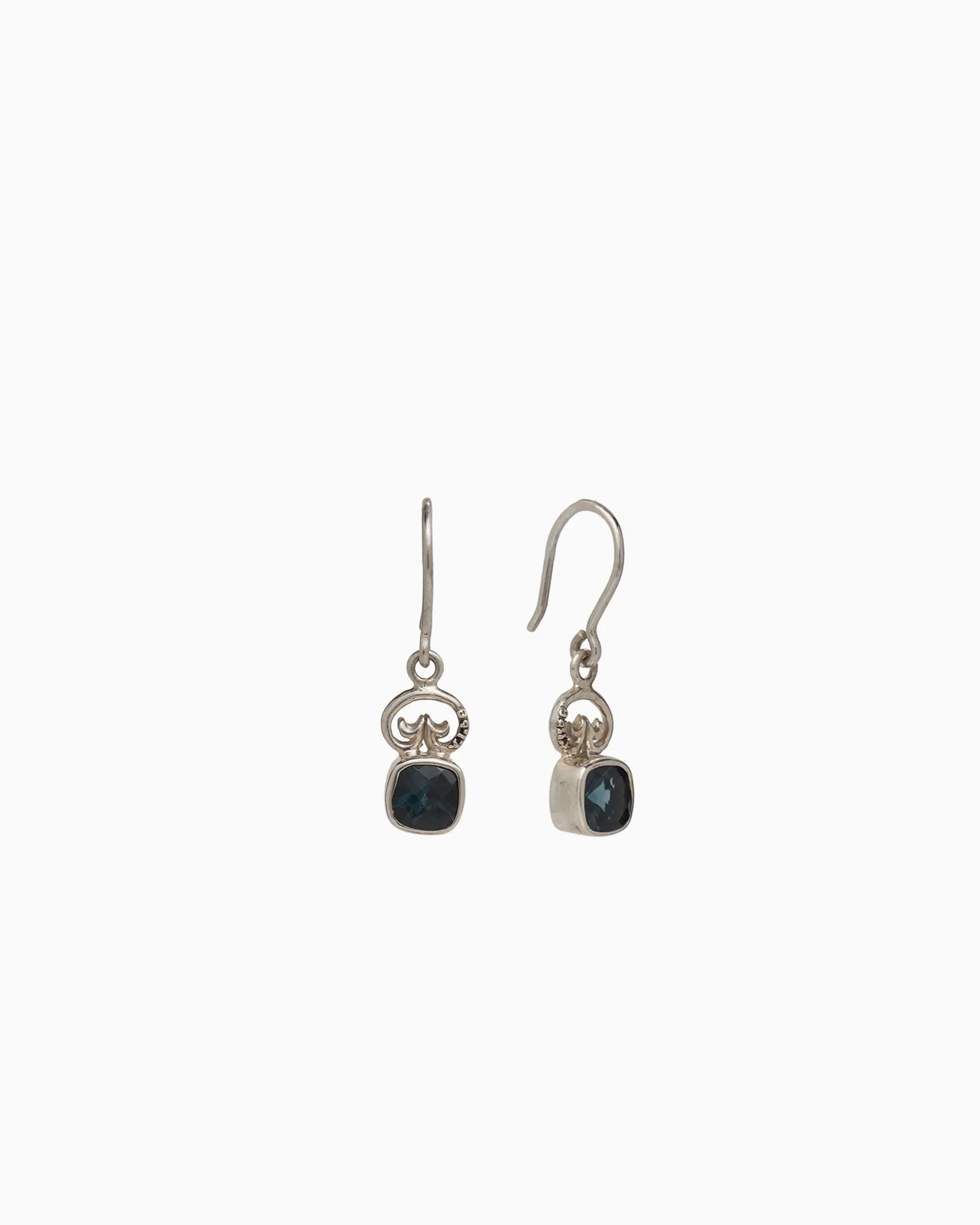 Petroglyph & Square Stone Drop Earrings - London Blue Topaz