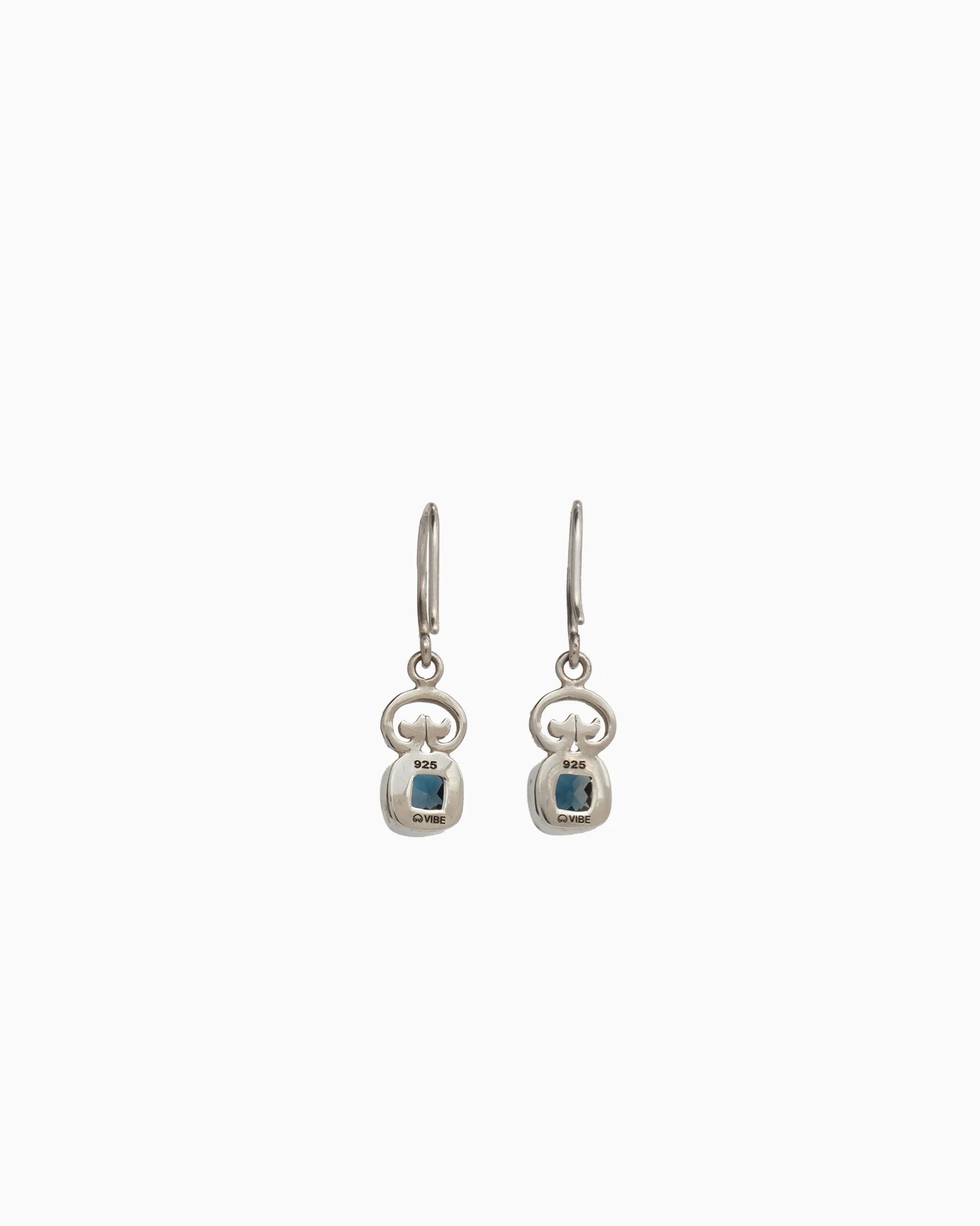 Petroglyph & Square Stone Drop Earrings - London Blue Topaz