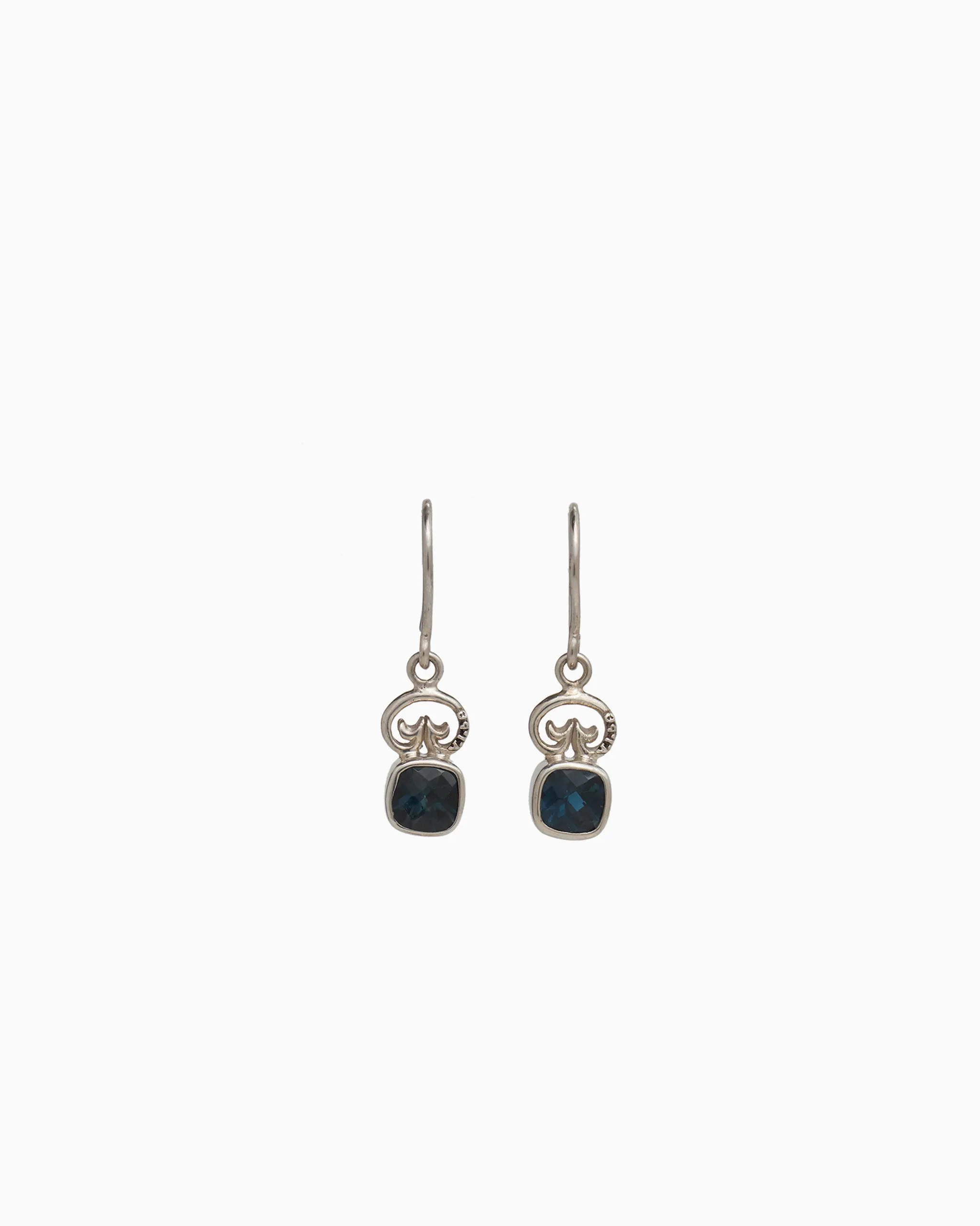 Petroglyph & Square Stone Drop Earrings - London Blue Topaz